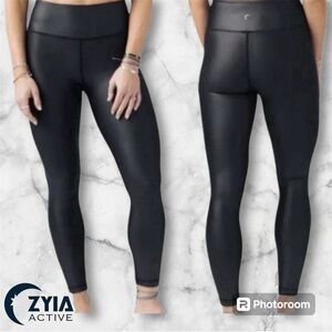 Zyia | Wet Look Black Leggings | Size XL